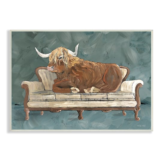 Stupell Industries Shaggy Cattle Resting Living Room Couch Green Gray Wall Plaque